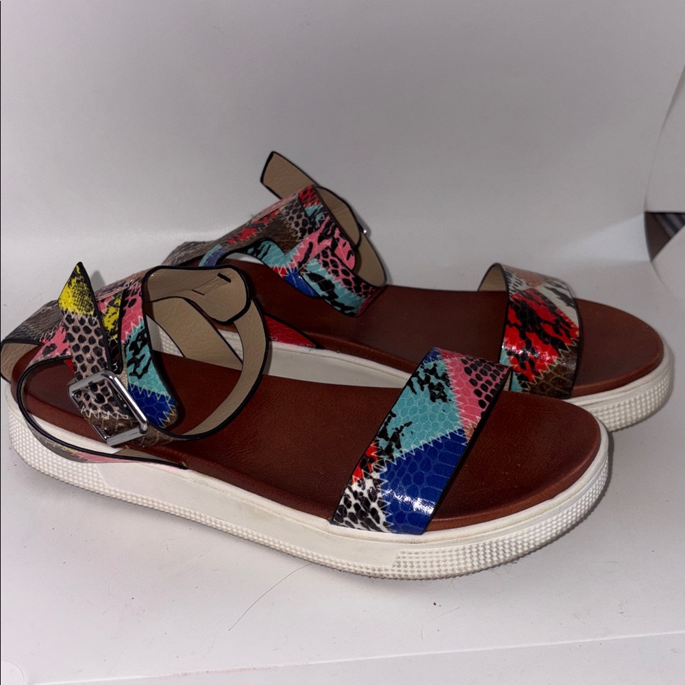 Cute MIA Ellen Multicolored Snake Print Platform Sandals 8.5 - Picture 3 of 6